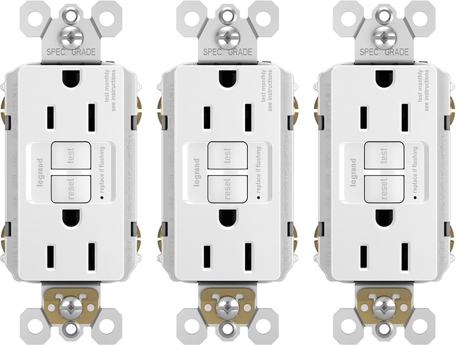 radiant 15 -Amp 125-volt GFCI Residential/Commercial Decorator Outlet , White 3 -Pack