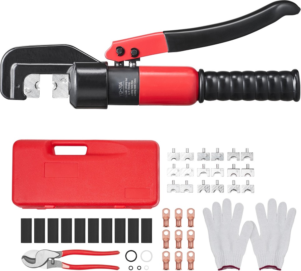 Hydraulic Crimping Tool with 9 Sets of Dies AWG12-2/0 Copper And Aluminum Terminal Battery Lug Crimper