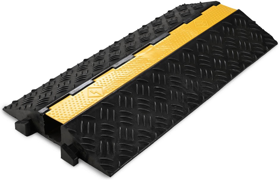 1-Channel Rubber Cable Ramp 40000 Lbs Wire Cord Ramp Driveway Hose Cover Protector Speed Bumps for Driveway Hose Pipe Hider
