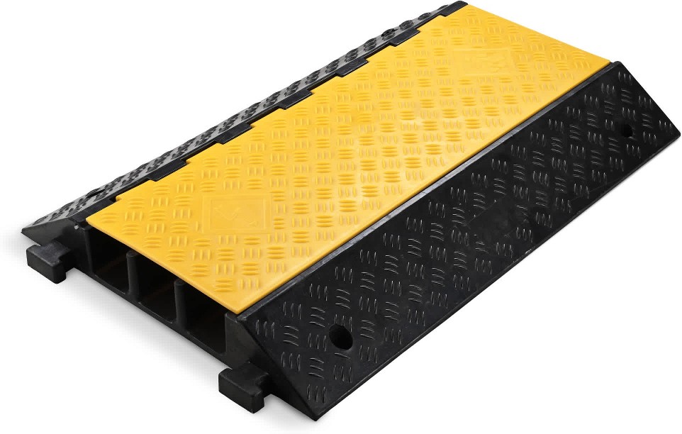 3-Channel Rubber Cable Ramp 40000 Lbs Wire Cord Ramp Driveway Hose Cover Protector Speed Bumps for Driveway Hose Pipe Hider