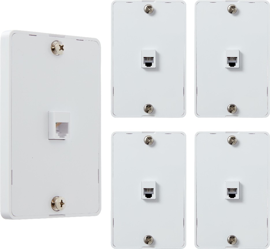 5 -Pack Plastic F-Type Coax/Telephone Wall Jack