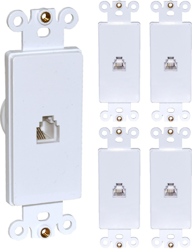 5 -Pack Plastic RJ11 Wall Jack