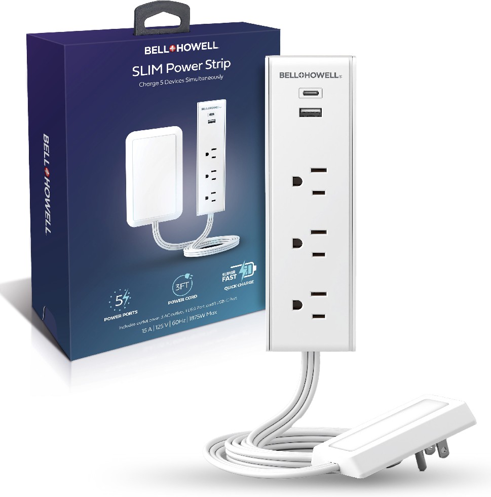 3-ft 5 -Outlet 600 Joules 1875 -Watts 1500VA White Indoor USB AC Surge Protector