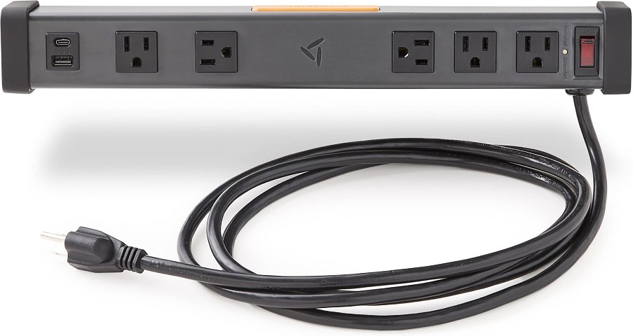 8-ft 5 -Outlet 2 -USB Ports Indoor Gray Power Strip