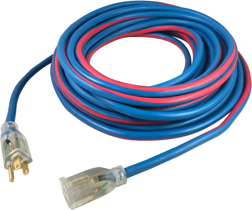 10 gauge Extreme All Weather Extension Cords 100-ft 10 / 3 3 Prong Blue/Red Indoor/Outdoor SJEOOW Heavy Duty Lighted Extension Cord