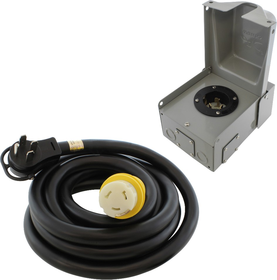 50A Emergency Power Kit with SS2-50 Inlet Box and 15ft Cord 15-ft 6 / 4 4 Prong Black Indoor/Outdoor STW Heavy Duty Locking Extension Cord