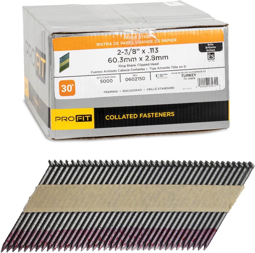 2-3/8-in x 0.113-in 30 -Degree 6d Bright Ring Shank Collated Framing nails ( 5000 -Per Box )
