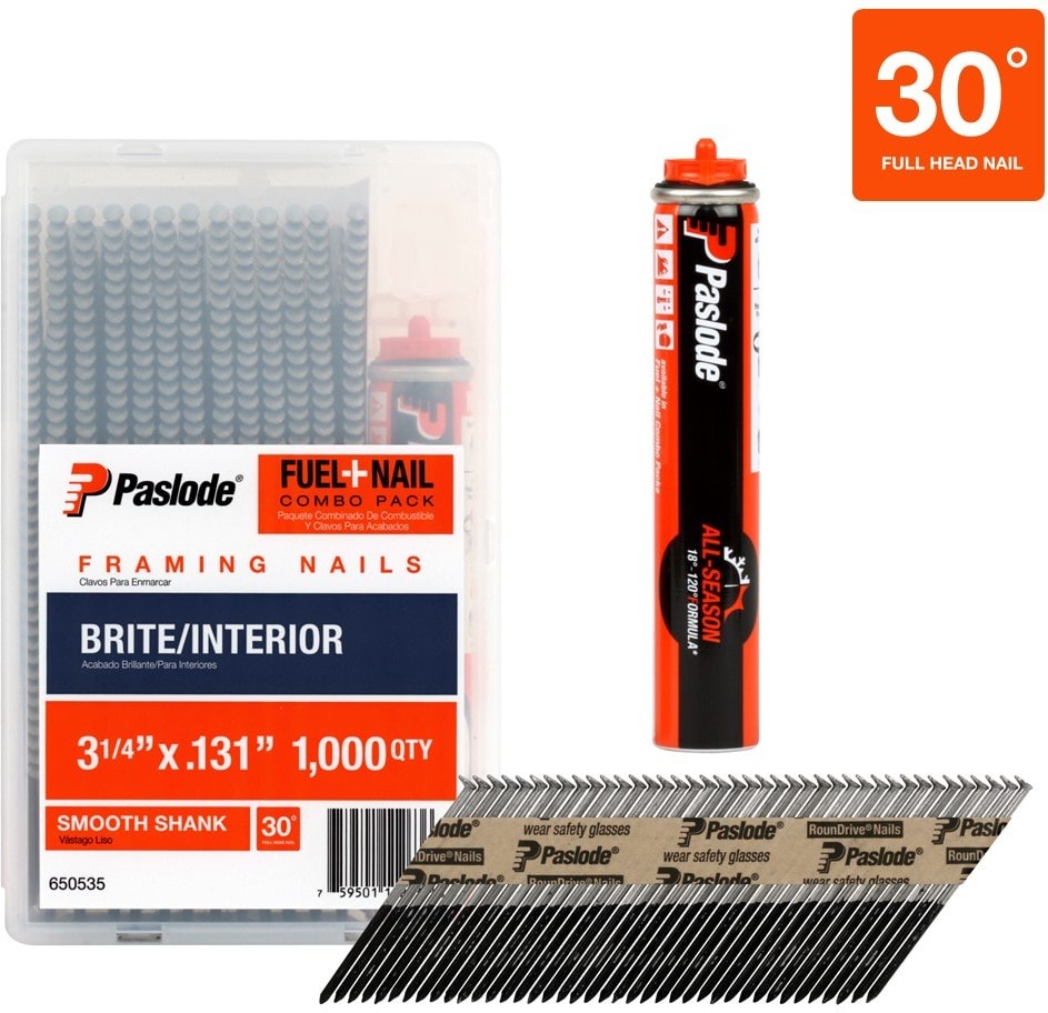3-1/4-in x 0.131-in 30 -Degree 10d Bright Smooth Shank Collated Framing nails ( 1000 -Per Box )