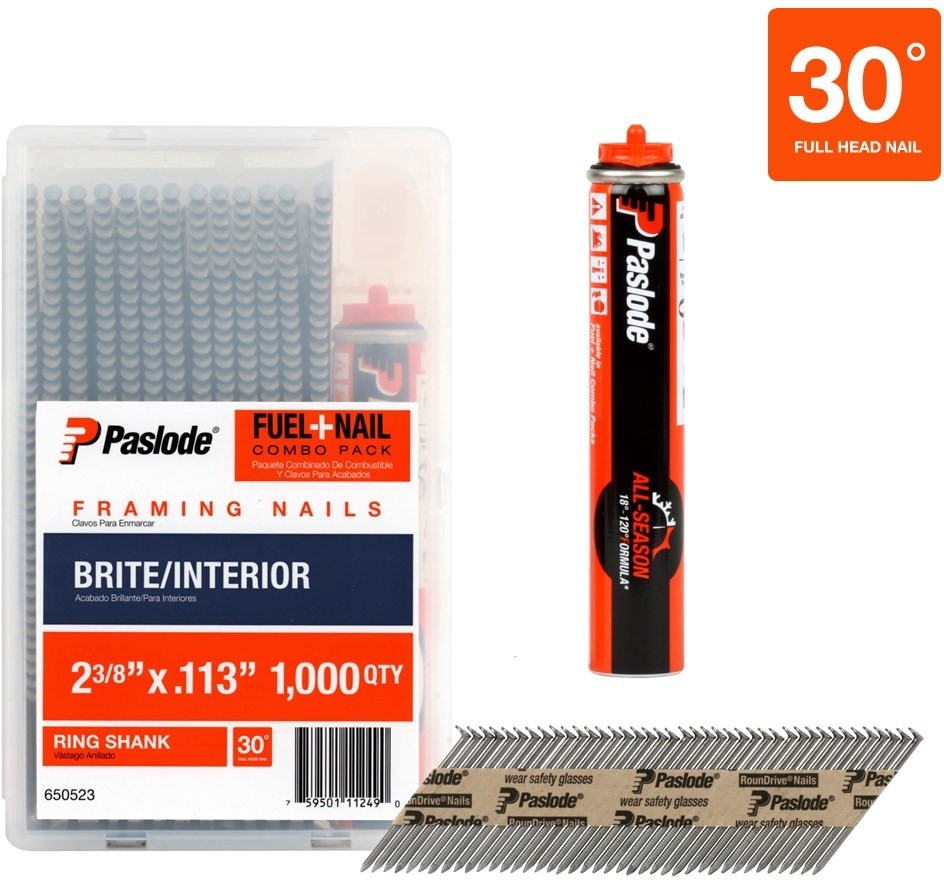 2-3/8-in x 0.113-in 30 -Degree 8d Bright Ring Shank Collated Framing nails ( 1000 -Per Box )