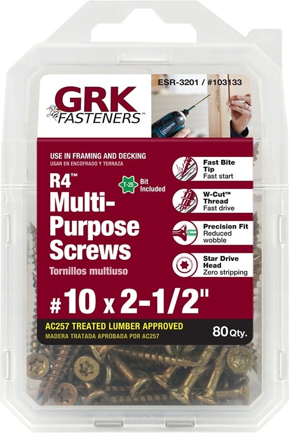 R4 #10 x 2-1/2-in Polymer Exterior Wood screws ( 80 -Per Box )
