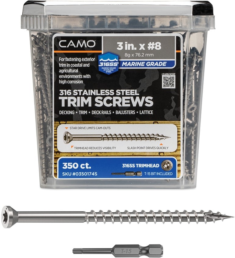 #8 x 3-in Stainless steel Exterior Trim screws ( 350 -Per Box )