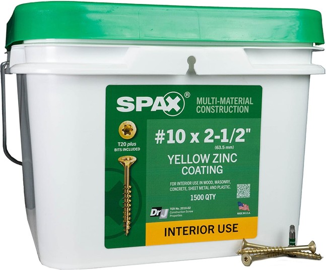 Construction Framing Countersunk Flush Finish #10 x 2-1/2-in Yellow zinc Interior Wood screws ( 1500 -Per Box )
