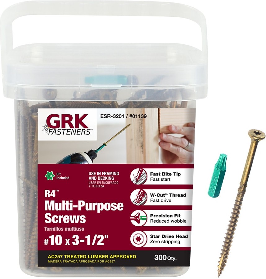 R4 #10 x 3-1/2-in Polymer Exterior Wood screws ( 300 -Per Box )