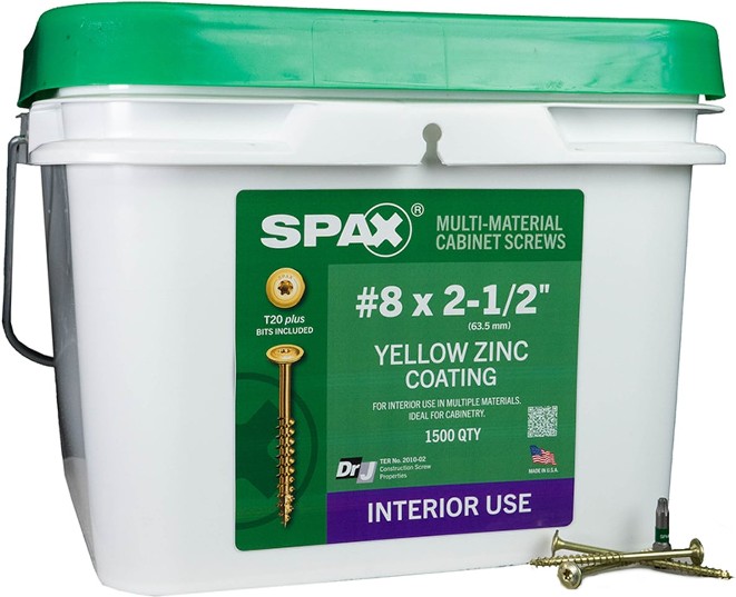 Cabinet MDF Hardwood Low Profile #8 x 2-1/2-in Yellow zinc Interior Wood screws ( 1500 -Per Box )