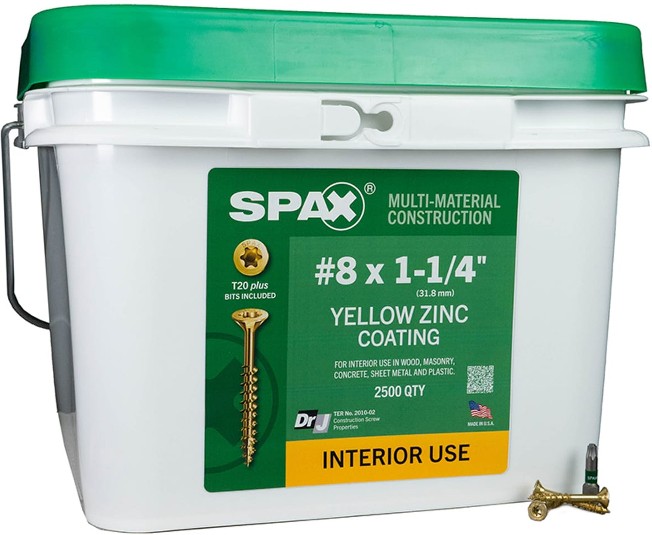 Construction Framing Countersunk Flush Finish #8 x 1-1/4-in Yellow zinc Interior Wood screws ( 2500 -Per Box )