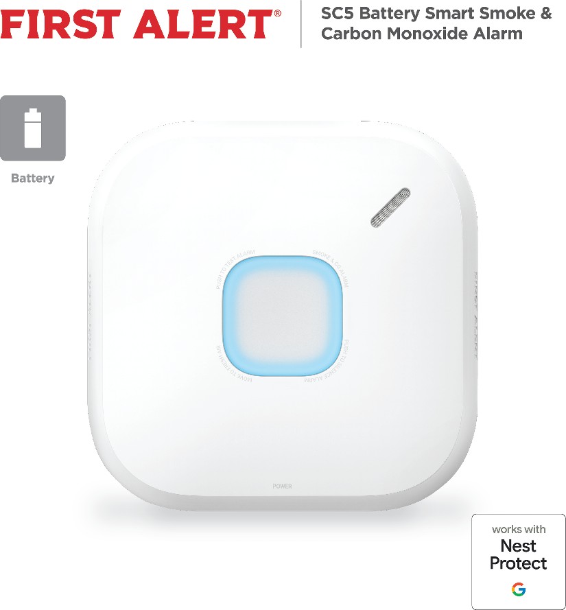 Battery-operated Smart Compatible Smart Photoelectric Interconnected Combination Smoke and Carbon Monoxide Detector