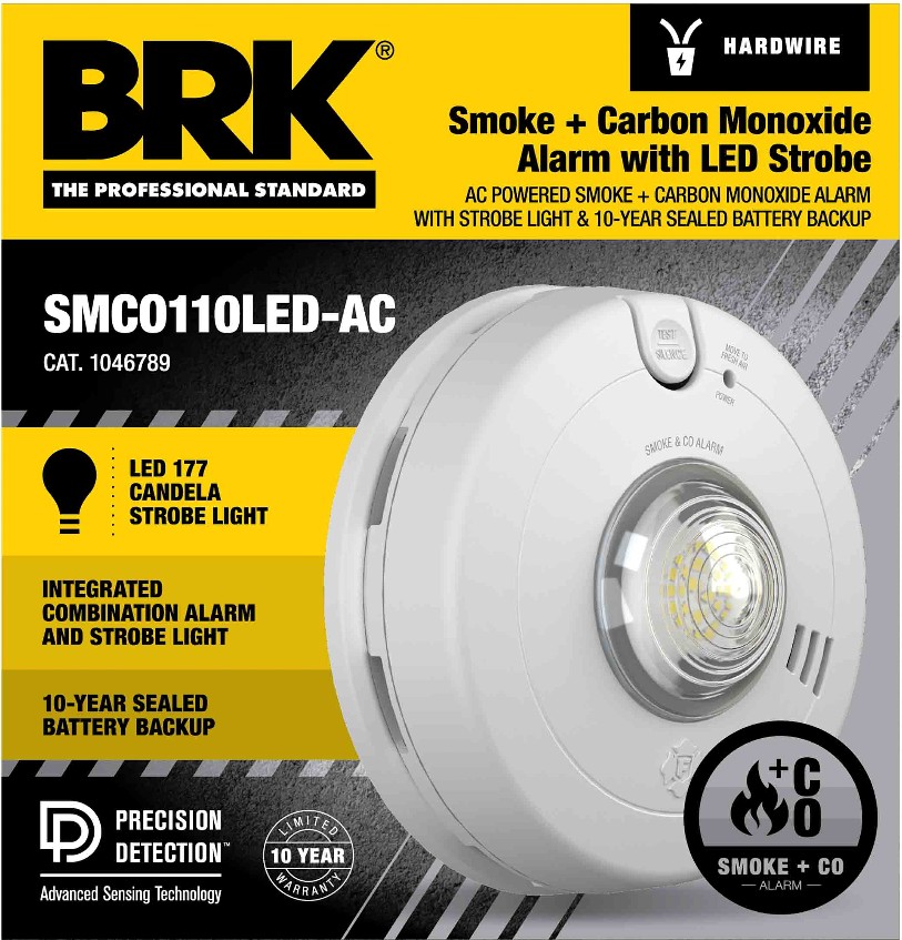BRK 10-Year Battery Hardwired (with Battery Back-up) Photoelectric Smoke Detector