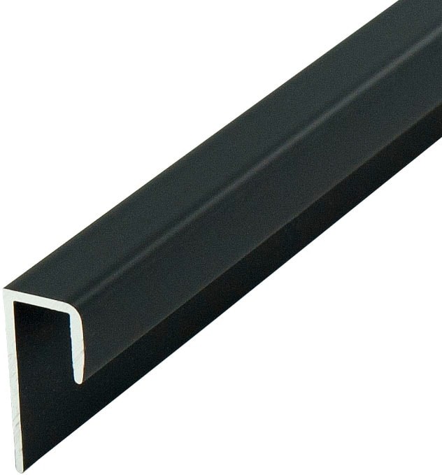 Aluminum J Channel Fits Material 1/4 to 9/32-in Black Aluminum Cap Moulding with Holes 46-in Length (Pack of 3)