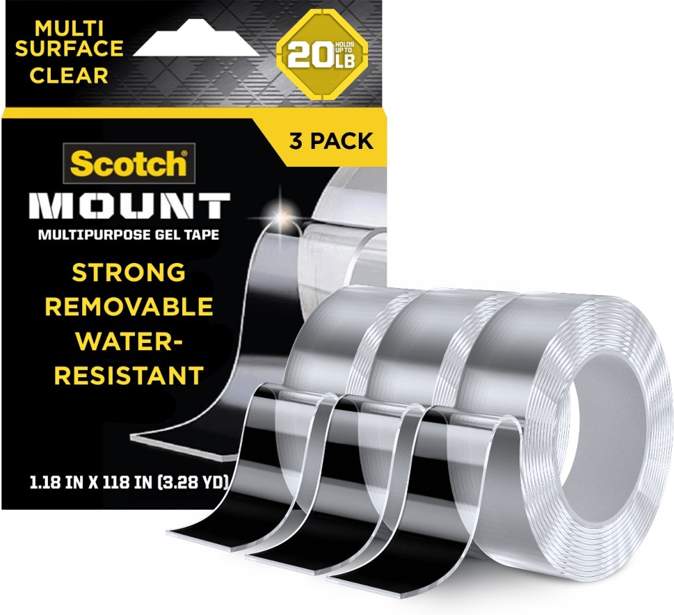 Multi-Purpose, Double-Sided, Removable Gel Mounting Tape 3 -Pack 1.18-in x 9.84 Yard(s) Double-Sided Tape