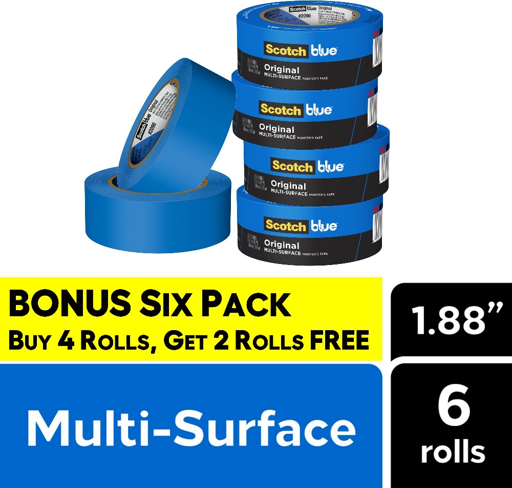Original Multi-Surface 2090 Buy 4 Get 2 Rolls Free 6 -Pack 1.88-in x 60 Yard(s) Painters Tape