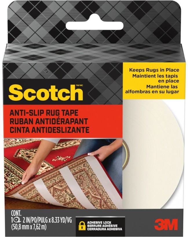 Indoor Double-Sided Self-Stick Adhesive 2-in x 25-ft White Anti-slip rug tape