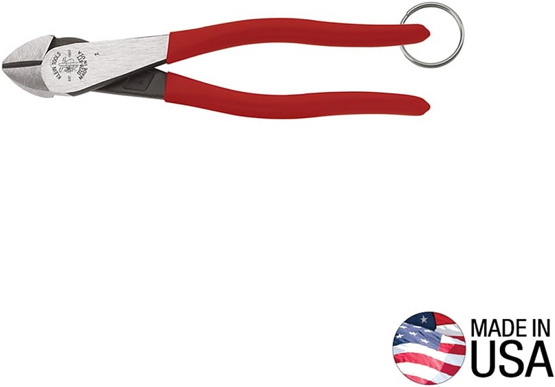 Diagonal Cutting Pliers, High-Leverage, Tie Ring, 8-Inch