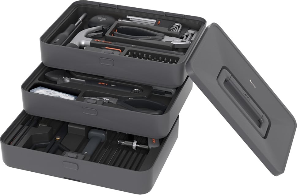 55 -Piece Black Household Tool Set with Hard Case
