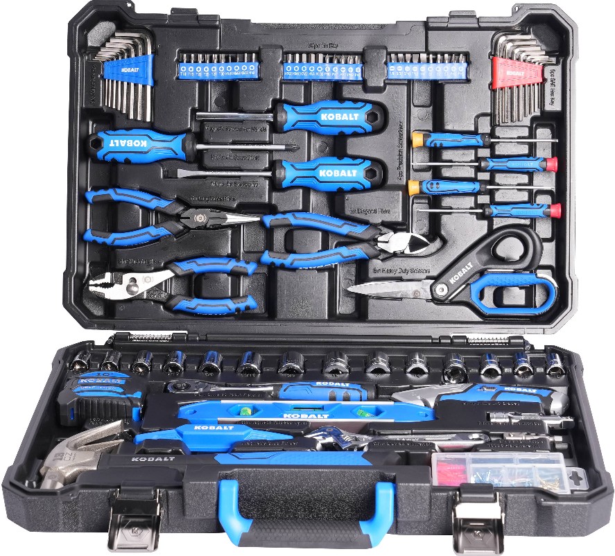 183 -Piece Blue Household Tool Set with Folding Case