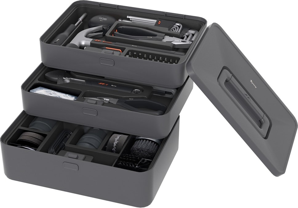 52 -Piece Black Household Tool Set with Hard Case