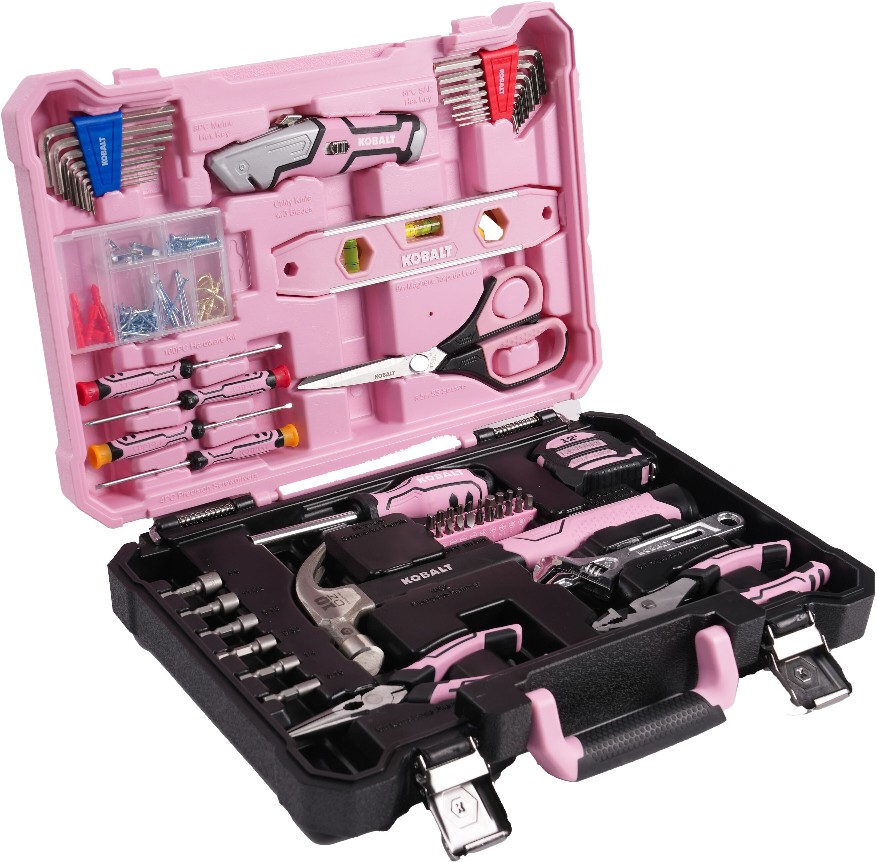 158 -Piece Pink Household Tool Set with Folding Case