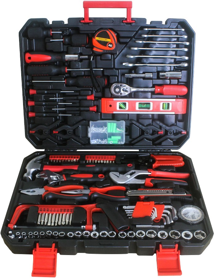 Black Hand Tool Box with  Toolset 238Pcs Tools  Tool OrganizersTool Boxes Black+Red Carbon steel