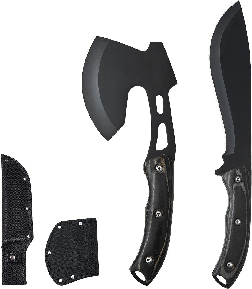 4 Piece Hunting Knife and Hatchet Set with Sheath Multi-Tool