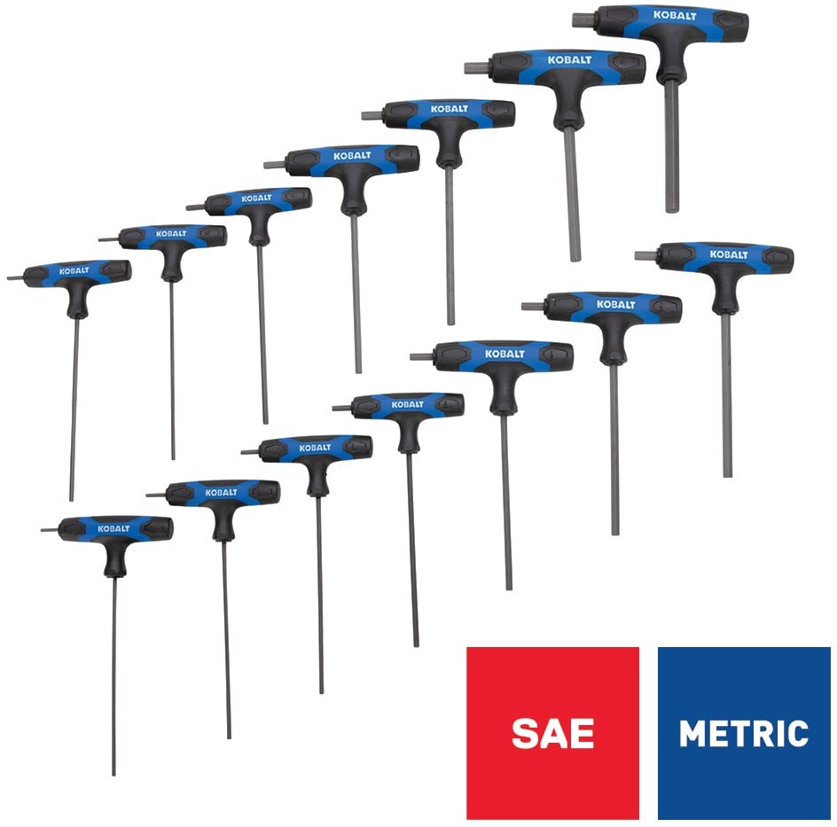 Assorted T-Handle Standard (SAE) and Metric combination 14 -Pieces Hex key set