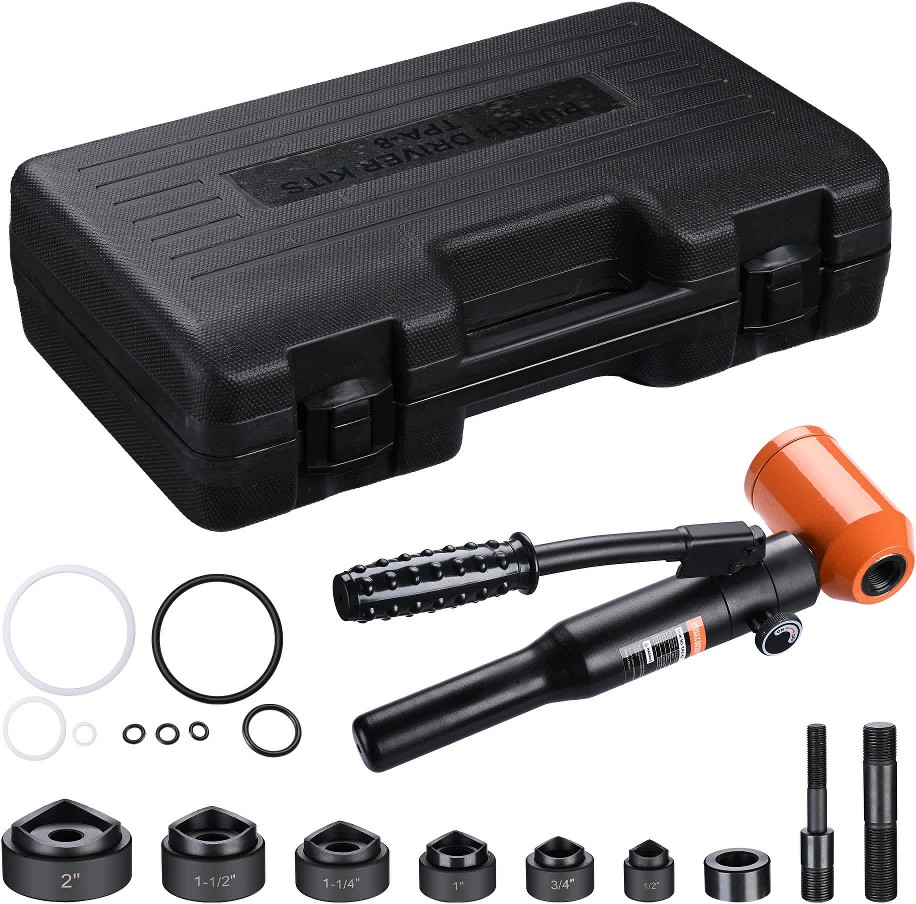 8-Ton 1/2-in to 2-in Multiple Sizes 6-Die Hydraulic Knockout Punch Set