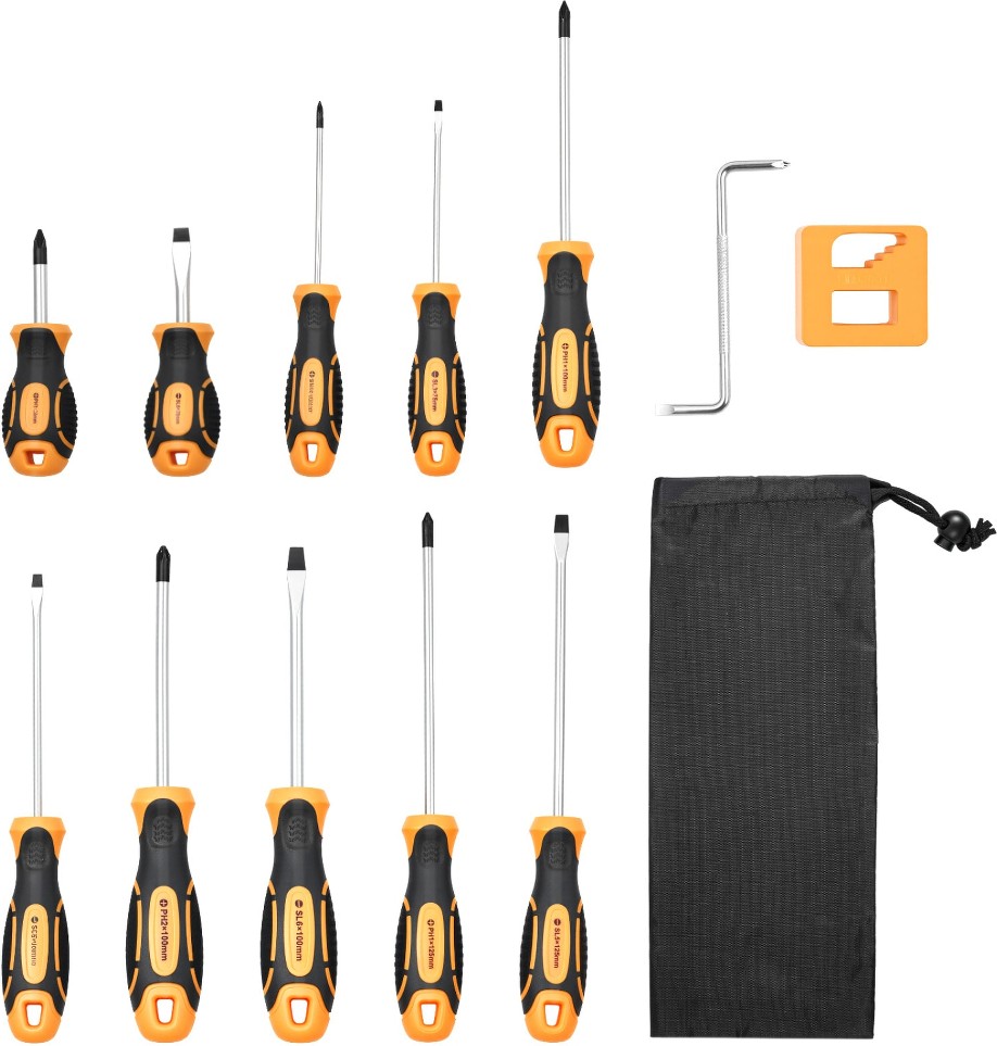 12-Piece Magnetic Screwdriver Set 5-in Magnetic Multi-Bit Screwdriver Set