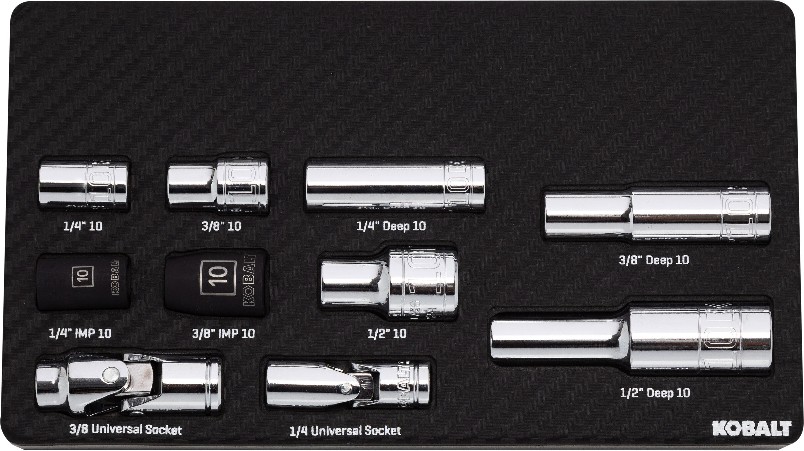 1/4-in to 1/2-in Drive Metric 10mm Shallow/Deep Socket Set 10 -Pieces