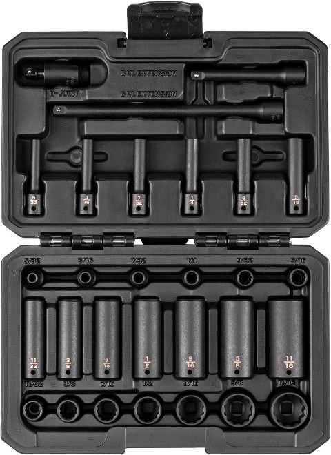 29 -Piece Standard (SAE) 1/4-in Drive Set 12-point Impact Socket Set