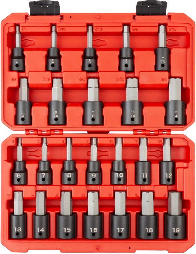 24 -Piece 1/2-in Drive Set Hex Bit Driver Socket Set
