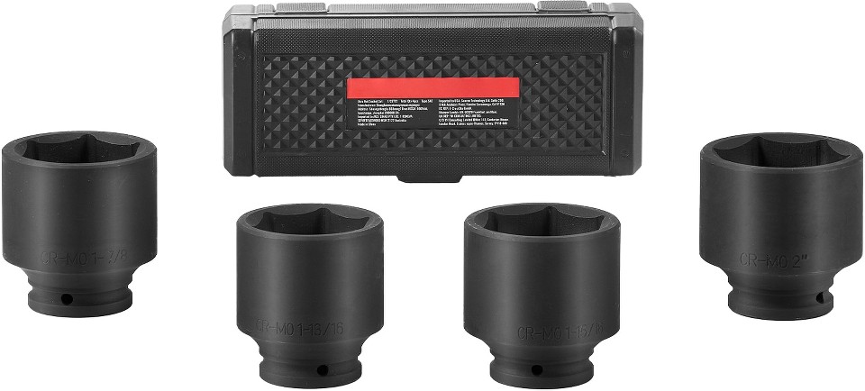 Axle Nut Impact Socket Set 1/2-IN Drive 6-Point 4-Piece SAE Spindle Nut Socket Set CR-MO