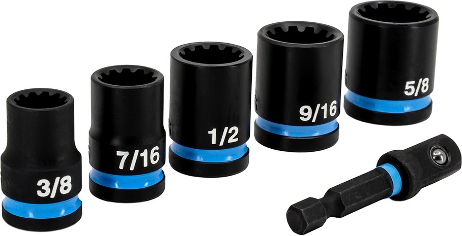 6 -Piece Standard (SAE) 3/8-in Drive Set 6-point/12-point/Spline/Star/Square Impact Socket Set