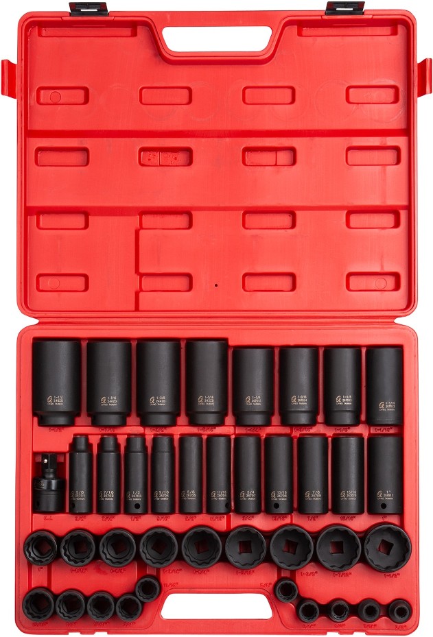 39 -Piece Standard (SAE) 1/2-in Drive Set 12-point Impact Socket Set