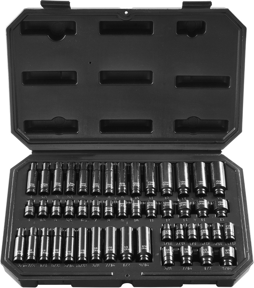 Drive Impact Socket Set 1/4-IN - 14 Piece Deep Socket Set Metric 4-15mm - 6 Point Cr-Mo