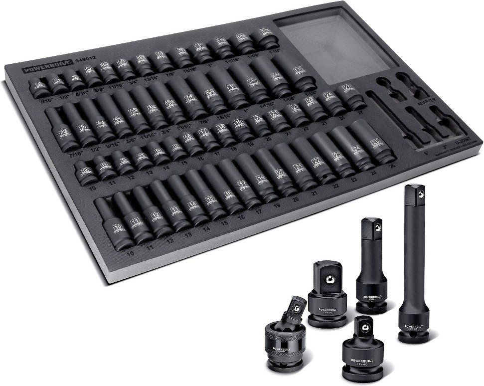 1/2-in Drive Standard (SAE) and Metric Shallow/Deep Socket Set 63 -Pieces