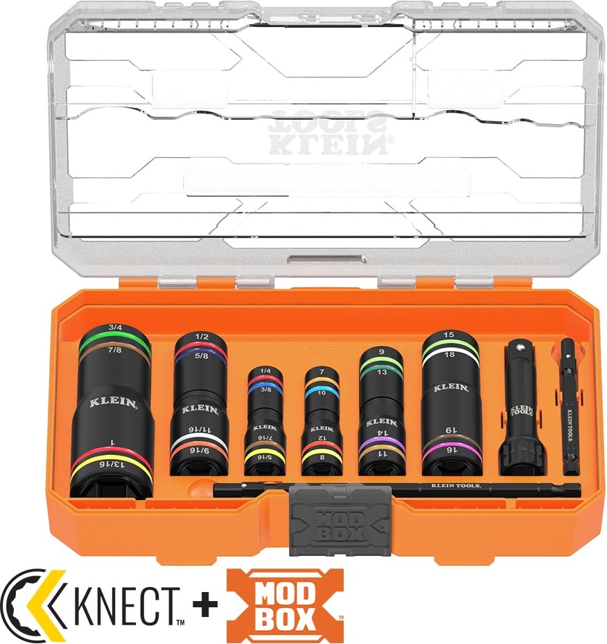 KNECT Quad-24 Heavy-Duty Impact Flip Sockets, SAE and Metric, 9-Piece