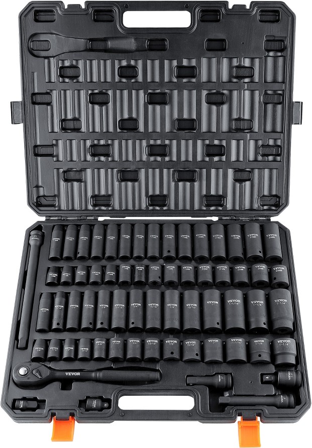 Impact Sockets Set Standard (SAE) and Metric Set Drive Set 6-point Impact Socket Set