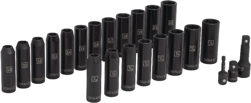 23 -Piece Standard (SAE) and Metric 1/2-in Drive Set 6-point Impact Socket Set