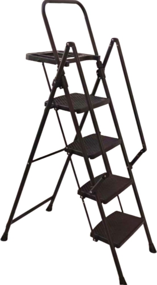 folding ladder non-slip pedals 440lb capacity steel construction for home office use