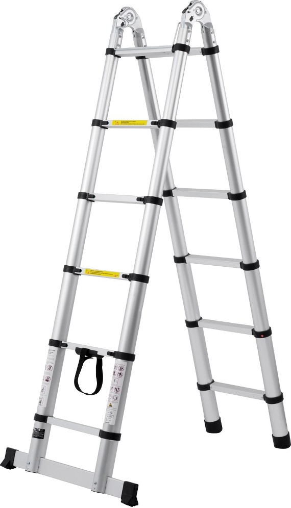 Telescoping Ladder 12.5FT A-Shape Aluminum Extension Ladder Lightweight