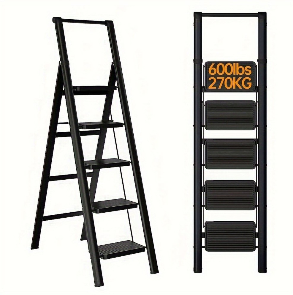 step folding ladder anti-slip wide pedals lightweight steel multi-purpose for home office use