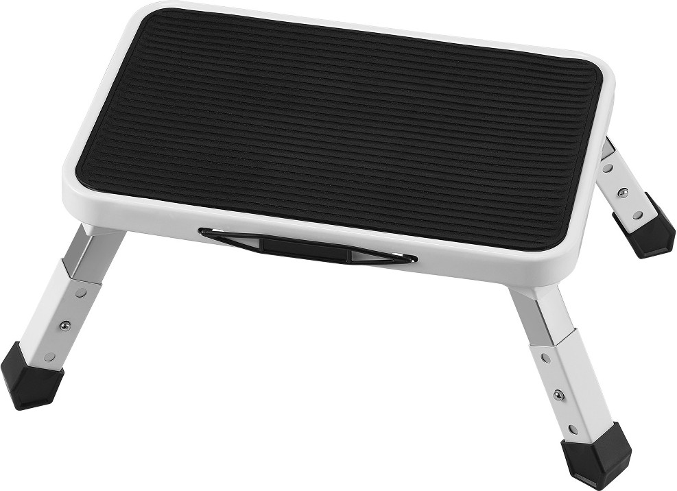 Step Stool 1-Step 330lbs Capacity Folding Steel Step Ladder 3 Adjustable Height Portable Toddler Step Stools